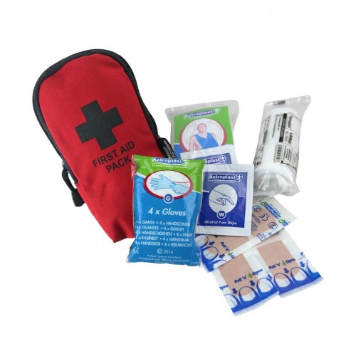 First Aid Kit (Small) (ATP), This basic first aid kit from Kombat UK comes in a handy zip-up pouch (choose your colour), and contains some essentials for your every day carry